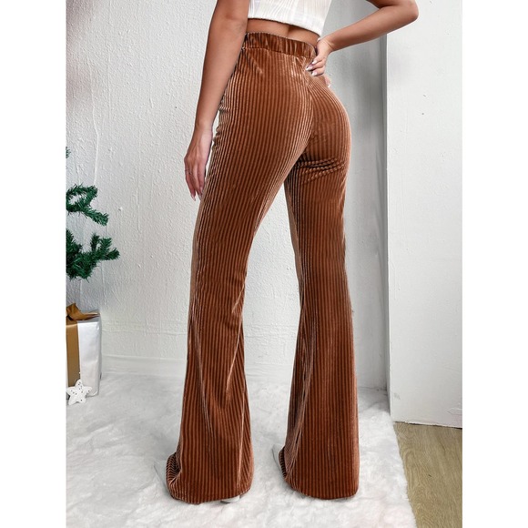 🌟 90's 00's High Waist Velvet Flare Leg Pants - Picture 4 of 11